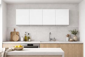 Armário Aéreo Branco Suspenso P/ Cozinha Andreia 150cm c/ 4 Portas - Ajl Móveis