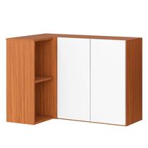 Armário Aéreo Canto 100% MDF 2 Portas com Nicho Claire Cinamomo/Branco Armário Aéreo Canto 100% MDF 2 Portas com Nicho Claire Cinamomo/Branco