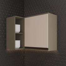 Armário Aéreo Canto Reto 1 Porta 100% MDF Aurora Cinza/Duna/Cristal