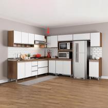 Armário Aéreo Canto Reto 1 Porta Cozinha Modulada Serena MDP 94x60x52cm Branco/Avelã Texturizado