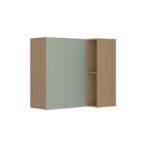 Armário Aéreo Canto Reto 95cm 2 Portas Slim Luciane Móveis Freijó/verde Jade
