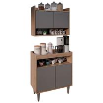 Armário Aéreo Ceci e Balcão Aparador Buffet Lice M24 Freijó/Grafite - Mpozenato