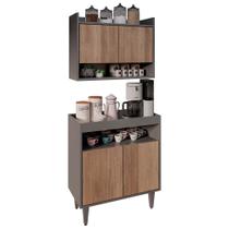 Armário Aéreo Ceci e Balcão Aparador Buffet Lice M24 Grafite/Freijó - Mpozenato