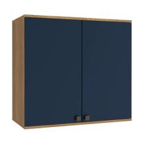Armário Aéreo Celeste Kappesberg 100% MDF 2 Portas Nogueira/Azul 80cm