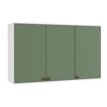 Armário Aéreo Celeste Kappesberg 100% MDF 3 Portas Branco/Verde 120cm Armário Aéreo Celeste Kappesberg 100% MDF 3 Portas Branco/Verde 120cm