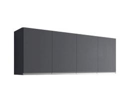 Armário Aéreo Cinza Suspenso P/ Cozinha Andreia 150cm c/ 4 Portas - Ajl Móveis