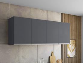 Armário Aéreo Cinza Suspenso P/ Cozinha Andreia 150cm c/ 4 Portas - Ajl Móveis