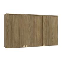 Armário Aéreo Com LED Cozinha 120 Cm 3 Portas 2 Prateleiras Organizador Marrom Madeira Nogueira Armário Aéreo Com LED Cozinha 120 Cm 3 Portas 2 Prateleiras Organizador Marrom Madeira Nogueira