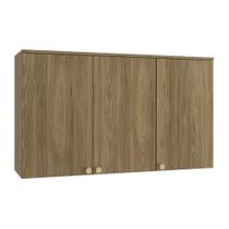 Armário Aéreo Com LED Cozinha 120 Cm 3 Portas 2 Prateleiras Organizador Marrom Madeira Nogueira Armário Aéreo Com LED Cozinha 120 Cm 3 Portas 2 Prateleiras Organizador Marrom Madeira Nogueira