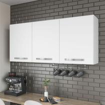 Armário Aéreo Compacto Indékes De Cozinha Com 3 Portas Noce Branco 120cm SHARK MOVEIS