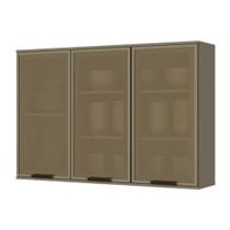 Armário Aéreo Connect 120cm 3 Portas MDF Vidro Reflecta Duna Móveis Henn