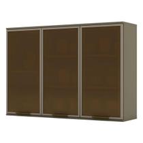 Armário Aéreo Connect 3 Portas De Vidro 120 Cm Duna Henn