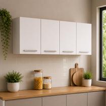 Armário Aéreo Cozinha 1.50 Cm 100 Aço Resistente Multiuso Organizador Suspenso Branco