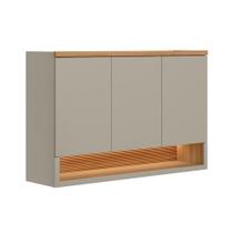 Armário Aéreo Cozinha 120 Cm Allure 3 Portas 100% Mdf Jequitibá/Gris Fosco - Linea Brasil Armário Aéreo Cozinha 120 Cm Allure 3 Portas 100% Mdf Jequitibá/Gris Fosco - Linea Brasil