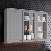 Armário Aéreo Cozinha 120 Cm Americana 3 Portas 100% Mdf Cinza C363 - Henn Armário Aéreo Cozinha 120 Cm Americana 3 Portas 100% Mdf Cinza C363 - Henn