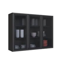 Armário Aéreo Cozinha 120 Cm Diamante 3 Portas com Vidro Chumbo - Indékes Armário Aéreo Cozinha 120 Cm Diamante 3 Portas com Vidro Chumbo - Indékes