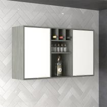 Armário Aéreo Cozinha 120 Cm Domus 2 Portas Silver/Branco - Hecol Móveis Armário Aéreo Cozinha 120 Cm Domus 2 Portas Silver/Branco - Hecol Móveis