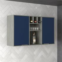 Armário Aéreo Cozinha 120 Cm Domus 2 Portas Silver/Royal - Hecol Móveis Armário Aéreo Cozinha 120 Cm Domus 2 Portas Silver/Royal - Hecol Móveis