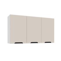 Armário Aéreo Cozinha 120 Cm Meena 3 Portas Branco/Creme - Politorno Armário Aéreo Cozinha 120 Cm Meena 3 Portas Branco/Creme - Politorno