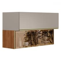 Armário Aéreo Cozinha 120 Cm Proença 2 Portas 100% Mdf com Vidro Nogueira/Nude - Demóbile