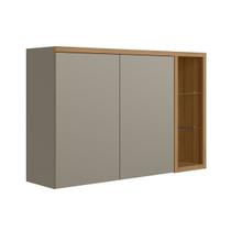 Armário Aéreo Cozinha 120 Cm Renard 2 Portas com Vidro e Led 100% Mdf Jequitibá/Gris Fosco - Pnr Móveis Armário Aéreo Cozinha 120 Cm Renard 2 Portas com Vidro e Led 100% Mdf Jequitibá/Gris Fosco - Pnr Móveis