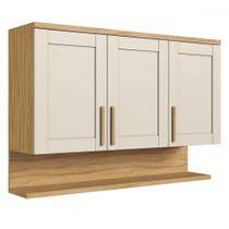 Armário Aéreo Cozinha 120 Cm Riesling 3 Portas 100% Mdf Amêndoa/Off White - Rio Doce Armário Aéreo Cozinha 120 Cm Riesling 3 Portas 100% Mdf Amêndoa/Off White - Rio Doce