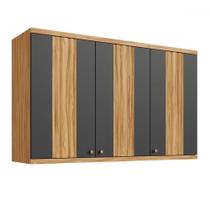 Armário Aéreo Cozinha 120 Cm Sauvignon 3 Portas 100% Mdf Amêndoa/Chumbo - Rio Doce Armário Aéreo Cozinha 120 Cm Sauvignon 3 Portas 100% Mdf Amêndoa/Chumbo - Rio Doce