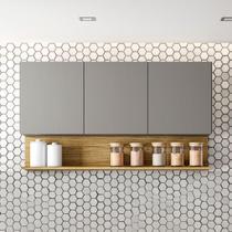 Armário Aéreo Cozinha 120 Cm Silver 3 Portas Freijó/Gris - Pnr Móveis