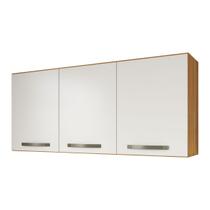 Armário Aéreo Cozinha 120cm 3 Portas Com Divisória Home - Freijó Off White