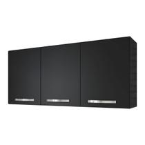 Armário Aéreo Cozinha 120cm 3 Portas Com Divisória Home - Preto