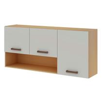 Armário Aéreo Cozinha 120cm 3 Portas com Nicho Freijo/White Laca Bilho - Genialflex Armário Aéreo Cozinha 120cm 3 Portas com Nicho Freijo/White Laca Bilho - Genialflex