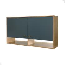 Armário Aéreo Cozinha 126cm 2 Portas 2 Prateleiras Moderno Suspenso Multiuso Nicho Organizador