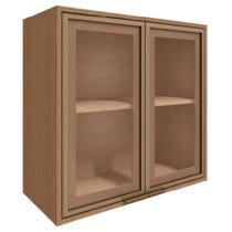 Armario Aereo Cozinha 2 Portas de Abrir 1 Prateleira 60cm Vitória Carvalho/Vidro Reflecta - Móveis Rimo - 100% MDF