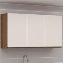 Armário Aéreo Cozinha 3 Portas Ebano Fosco/Off White Fosco 1306m - Genialflex Armário Aéreo Cozinha 3 Portas Ebano Fosco/Off White Fosco 1306m - Genialflex