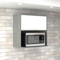 Armário Aéreo Cozinha 70 Cm Domus 1 Porta com Nicho Silver/Branco - Hecol Móveis Armário Aéreo Cozinha 70 Cm Domus 1 Porta com Nicho Silver/Branco - Hecol Móveis