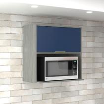 Armário Aéreo Cozinha 70 Cm Domus 1 Porta com Nicho Silver/Royal - Hecol Móveis Armário Aéreo Cozinha 70 Cm Domus 1 Porta com Nicho Silver/Royal - Hecol Móveis