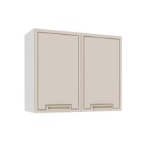 Armário Aéreo Cozinha 80 Cm Amara 2 Portas Branco/Creme - Politorno