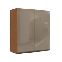 Armário Aéreo Cozinha 80 Cm Mônica 2 Portas com Vidro Canela - Kappesberg