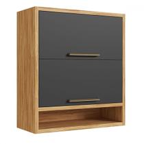 Armário Aéreo Cozinha 80 Cm Syrah 2 Portas 100% Mdf Amêndoa/Chumbo - Rio Doce