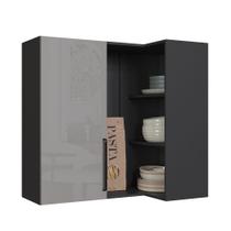 Armário Aéreo Cozinha 96 Cm Diamante 1 Porta Chumbo/Titanio - Indékes Armário Aéreo Cozinha 96 Cm Diamante 1 Porta Chumbo/Titanio - Indékes