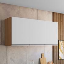 Armário Aéreo Cozinha Andréia 120cm 3 Portas Multiuso MDP Amêndoa Branco - Desk Design Armário Aéreo Cozinha Andréia 120cm 3 Portas Multiuso MDP Amêndoa Branco - Desk Design
