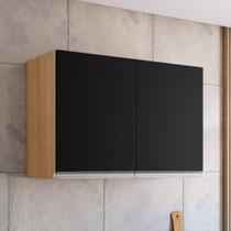 Armário Aéreo Cozinha Andréia 80cm 2 Portas Multiuso MDP Funcional Amêndoa Preto - Desk Design