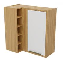 Armário Aéreo Cozinha de Canto 1 Porta 1 Prateleira 100% Mdf Amêndoa/Branco - Rio Doce Armário Aéreo Cozinha de Canto 1 Porta 1 Prateleira 100% Mdf Amêndoa/Branco - Rio Doce