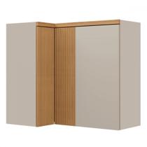Armário Aéreo Cozinha de Canto Allure 3 Portas 100% Mdf Jequitibá/Gris - Linea Brasil