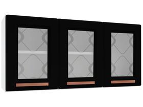 Armário Aéreo Cozinha em Aço Mirage New 3 Portas 1 Prateleira Branco/Preto - Telasul