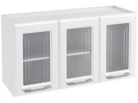 Armário Aéreo Cozinha em Aço Topázio 3 Portas com Vidro Branco - Telasul