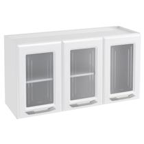 Armário Aéreo Cozinha em Aço Topázio 3 Portas com Vidro Branco - Telasul