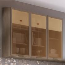 Armário Aéreo Cozinha Greta 3 Portas com Vidro Crema - Irm Móveis Armário Aéreo Cozinha Greta 3 Portas com Vidro Crema - Irm Móveis