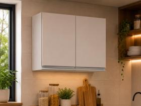 Armário Aéreo Cozinha, Lavanderia Eva 2 Portas Branco 80cm L06 Armário Aéreo Cozinha, Lavanderia Eva 2 Portas Branco 80cm L06