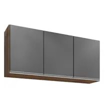 Armário Aéreo Cozinha Madeira 1,20m 3 Porta Área de Serviço Valentina Freijó Grafite